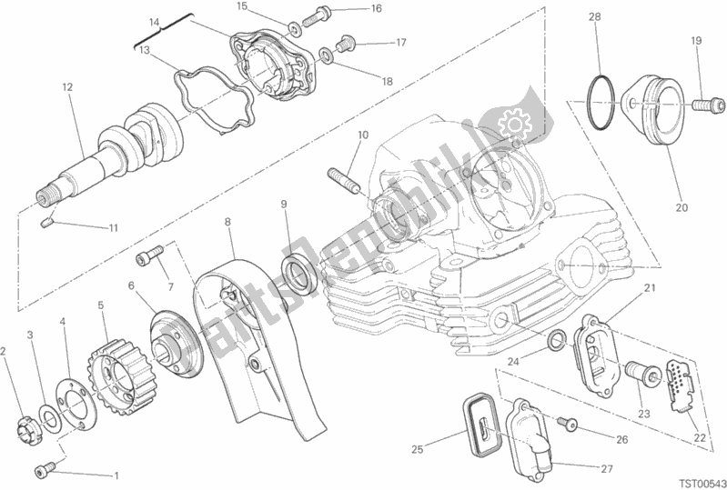 Alle onderdelen voor de Verticale Cilinderkop - Timing van de Ducati Monster 797 Plus Thailand 2019